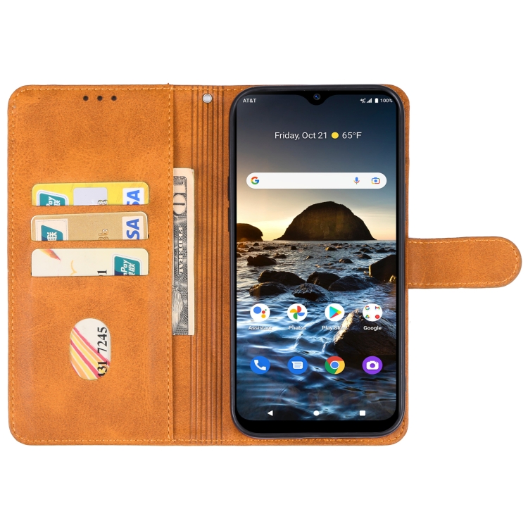 SUNSKY - جراب هاتف جلد موتيفيت ماكس U668AA من ايه تي اند تي (بني)