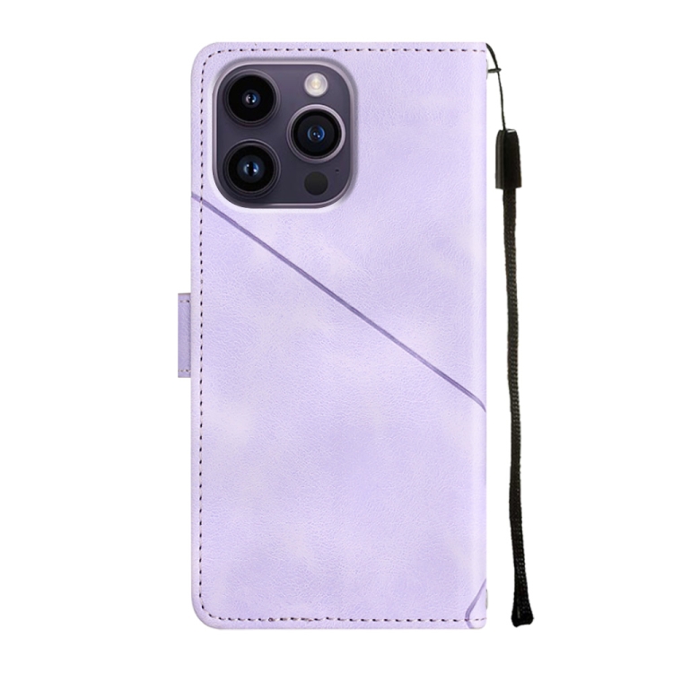 For iPhone 14 Pro Skin-feel Embossed Leather Phone Case(Light Purple) For iPhone 14 Pro Skin-feel Embossed Leather Phone Case(Light Purple)