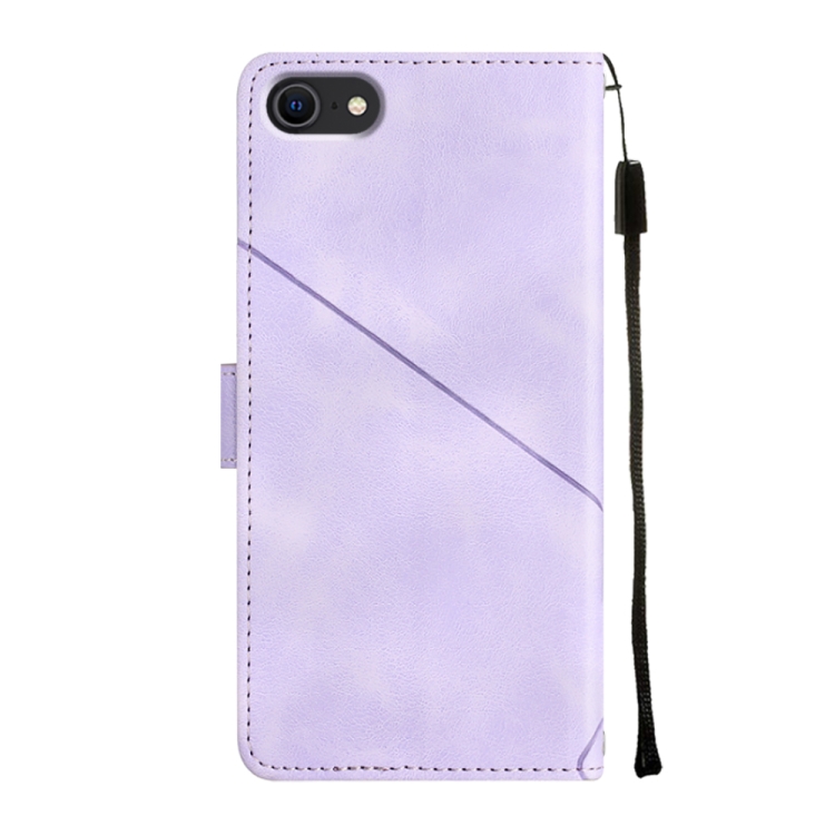 For iPhone SE 2022 / 2020 / 7 / 8 Skin-feel Embossed Leather Phone Case(Light Purple) For iPhone SE 2022 / 2020 / 7 / 8 Skin-feel Embossed Leather Phone Case(Light Purple)