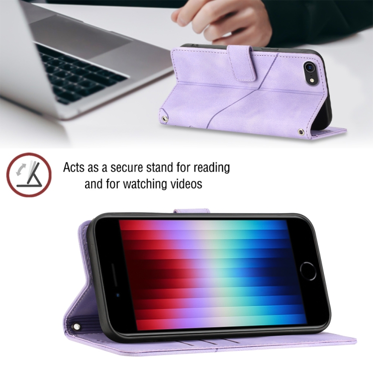 For iPhone SE 2022 / 2020 / 7 / 8 Skin-feel Embossed Leather Phone Case(Light Purple) For iPhone SE 2022 / 2020 / 7 / 8 Skin-feel Embossed Leather Phone Case(Light Purple)