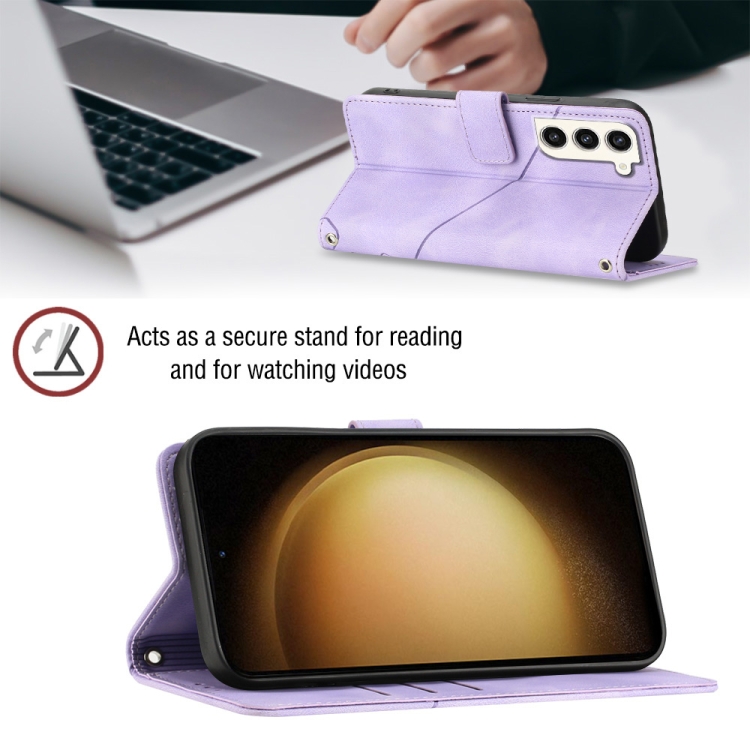 For Samsung Galaxy S23+ 5G Skin-feel Embossed Leather Phone Case(Light Purple) For Samsung Galaxy S23+ 5G Skin-feel Embossed Leather Phone Case(Light Purple)