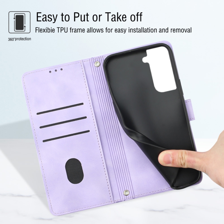 For Samsung Galaxy S23+ 5G Skin-feel Embossed Leather Phone Case(Light Purple) For Samsung Galaxy S23+ 5G Skin-feel Embossed Leather Phone Case(Light Purple)