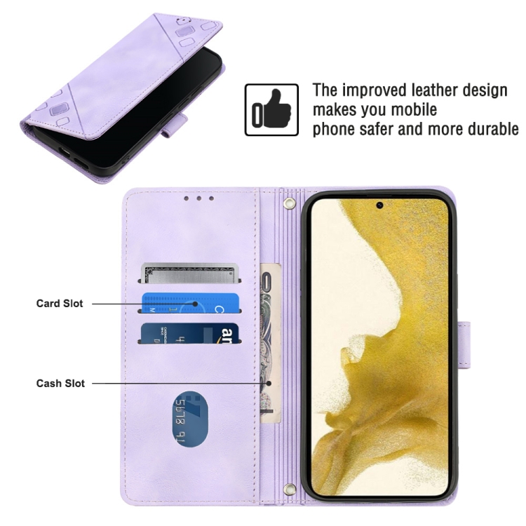 For Samsung Galaxy S22 5G Skin-feel Embossed Leather Phone Case(Light Purple) For Samsung Galaxy S22 5G Skin-feel Embossed Leather Phone Case(Light Purple)