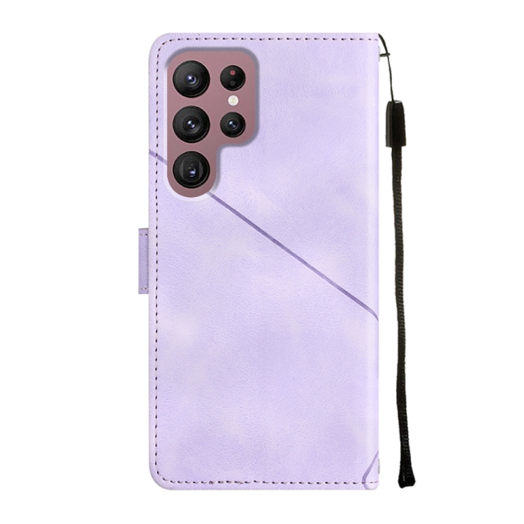 For Samsung Galaxy S22 Ultra 5G Skin-feel Embossed Leather Phone Case(Light Purple) For Samsung Galaxy S22 Ultra 5G Skin-feel Embossed Leather Phone Case(Light Purple)