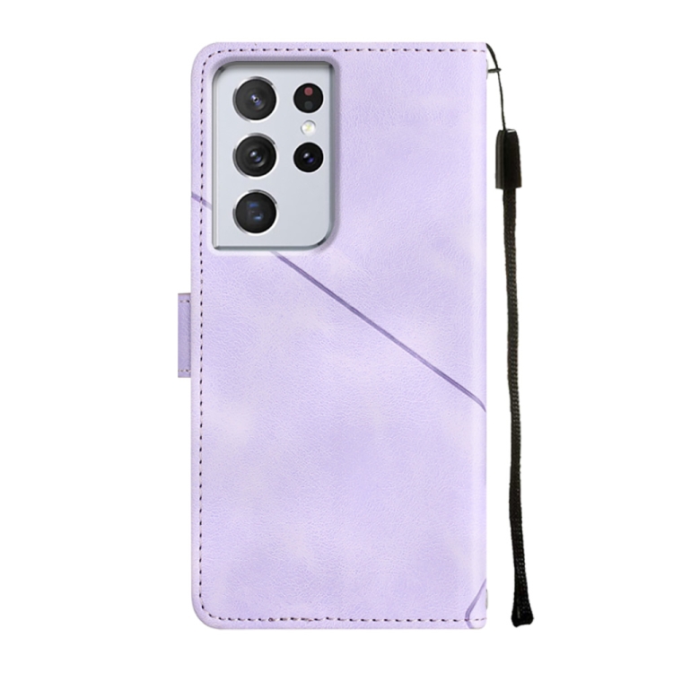 For Samsung Galaxy S21 Ultra 5G Skin-feel Embossed Leather Phone Case(Light Purple) For Samsung Galaxy S21 Ultra 5G Skin-feel Embossed Leather Phone Case(Light Purple)