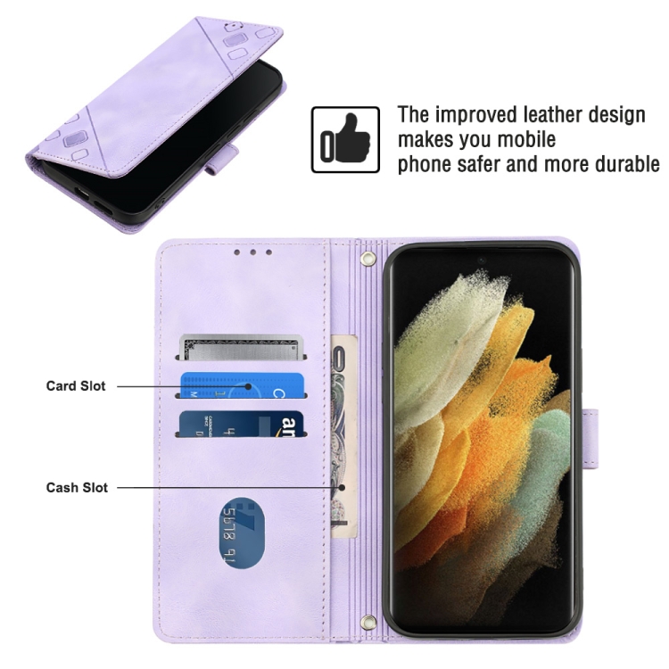 For Samsung Galaxy S21 Ultra 5G Skin-feel Embossed Leather Phone Case(Light Purple) For Samsung Galaxy S21 Ultra 5G Skin-feel Embossed Leather Phone Case(Light Purple)