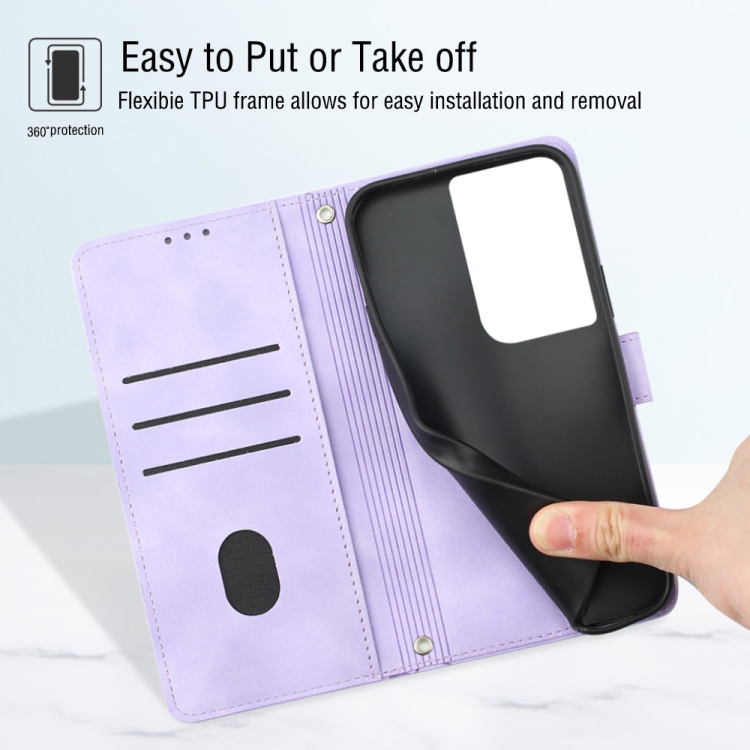For Samsung Galaxy S21 Ultra 5G Skin-feel Embossed Leather Phone Case(Light Purple) For Samsung Galaxy S21 Ultra 5G Skin-feel Embossed Leather Phone Case(Light Purple)