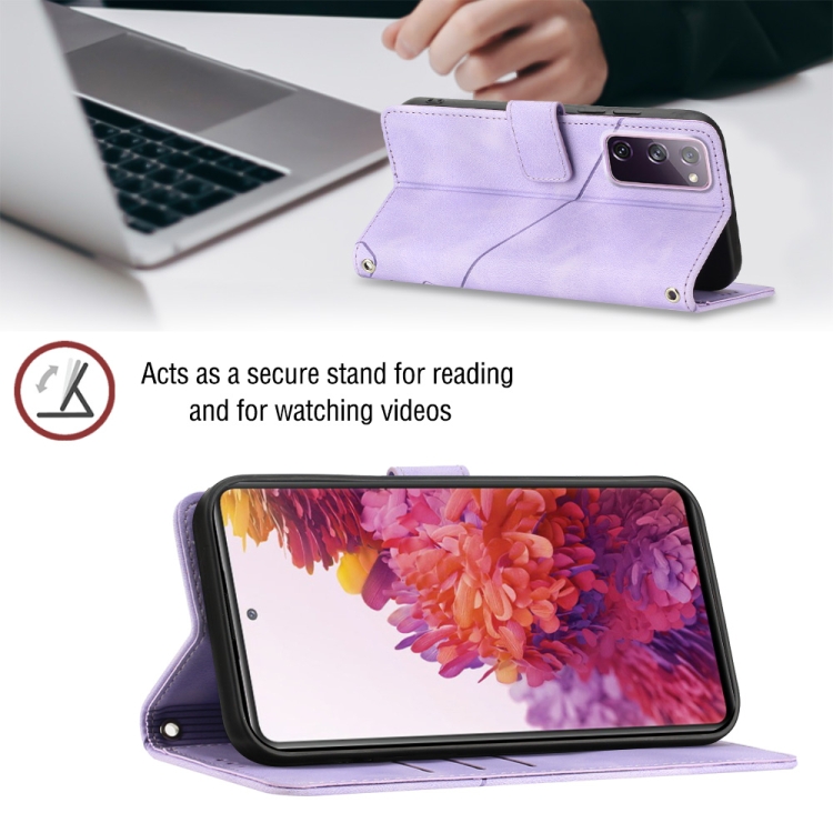 For Samsung Galaxy S20 FE / S20 2022 Skin-feel Embossed Leather Phone Case(Light Purple) For Samsung Galaxy S20 FE / S20 2022 Skin-feel Embossed Leather Phone Case(Light Purple)