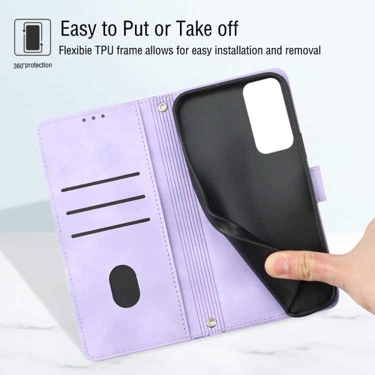 For Samsung Galaxy S20 FE / S20 2022 Skin-feel Embossed Leather Phone Case(Light Purple) For Samsung Galaxy S20 FE / S20 2022 Skin-feel Embossed Leather Phone Case(Light Purple)