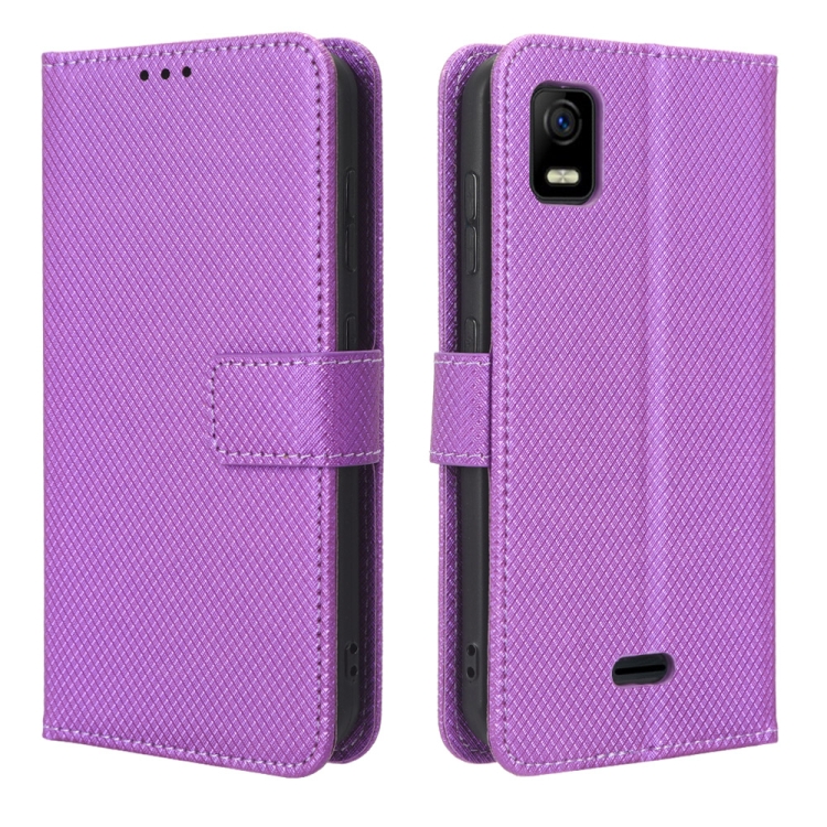 For AT T Calypso 3 U328AA Diamond Texture Leather Phone Case Purple