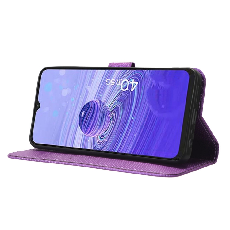 Para TCL 40 SE Funda de teléfono de cuero con textura de diamante (púrpura)