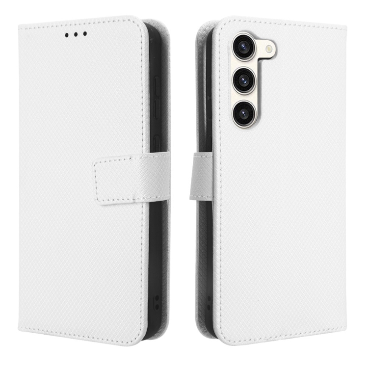 For Samsung Galaxy S23+ 5G Diamond Texture Leather Phone Case(White) For Samsung Galaxy S23+ 5G Diamond Texture Leather Phone Case(White)