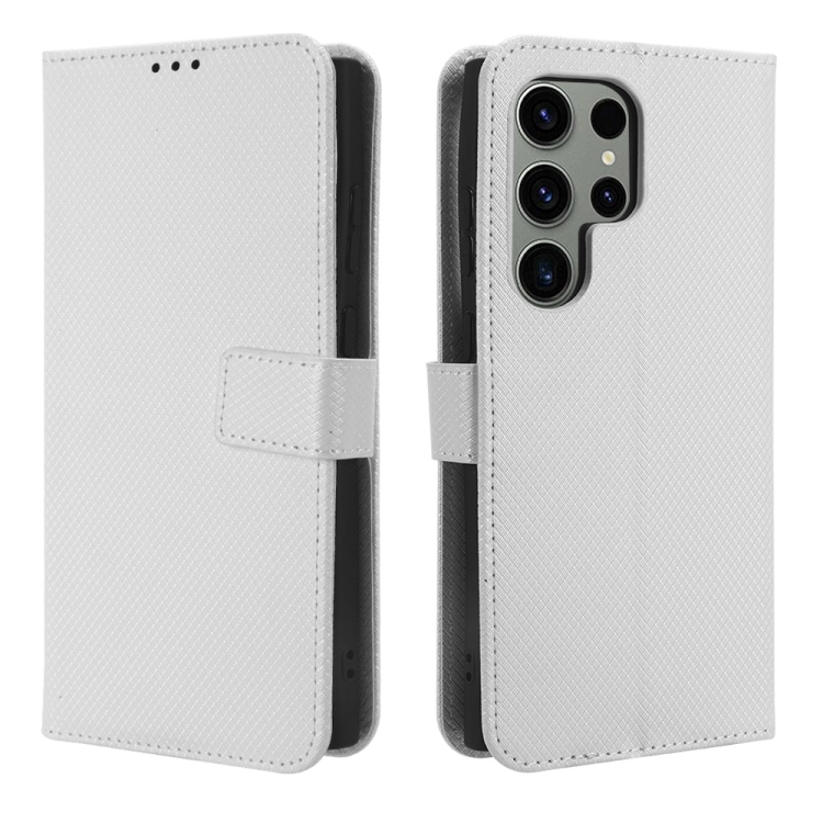 For Samsung Galaxy S23 Ultra 5G Diamond Texture Leather Phone Case(White) For Samsung Galaxy S23 Ultra 5G Diamond Texture Leather Phone Case(White)