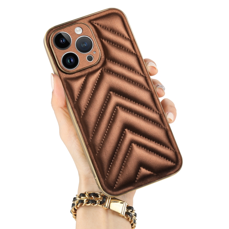 For iPhone 12 Suteni Plating Leather Soft TPU Phone Case(Brown) For iPhone 12 Suteni Plating Leather Soft TPU Phone Case(Brown)