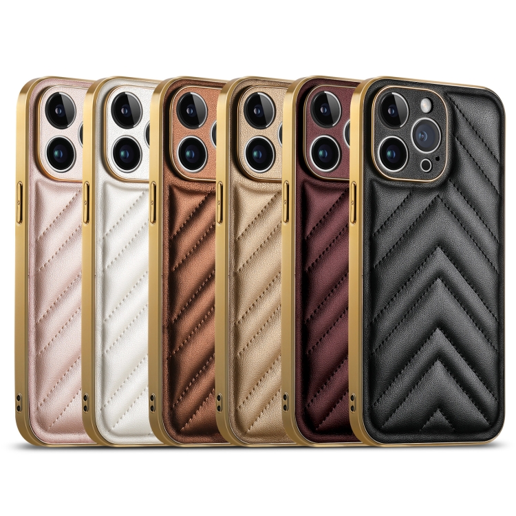For iPhone 12 Suteni Plating Leather Soft TPU Phone Case(Brown) For iPhone 12 Suteni Plating Leather Soft TPU Phone Case(Brown)