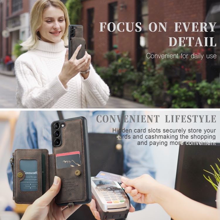 For Samsung Galaxy S23+ 5G CaseMe C20 Multifunctional RFID Leather Phone Case(Dark Coffee)