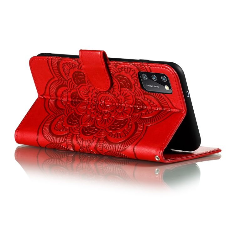 For Galaxy A41 Mandala Embossing Pattern Horizontal Flip PU Leather Case with Holder & Card Slots & Walle & Lanyard(Red) For Galaxy A41 Mandala Embossing Pattern Horizontal Flip PU Leather Case with Holder & Card Slots & Walle & Lanyard(Red)