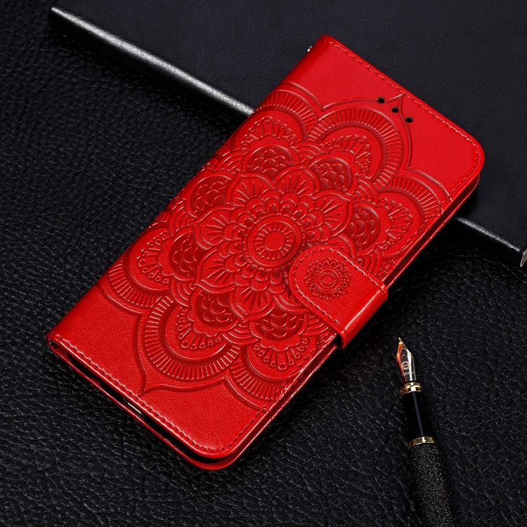 For Galaxy A41 Mandala Embossing Pattern Horizontal Flip PU Leather Case with Holder & Card Slots & Walle & Lanyard(Red) For Galaxy A41 Mandala Embossing Pattern Horizontal Flip PU Leather Case with Holder & Card Slots & Walle & Lanyard(Red)