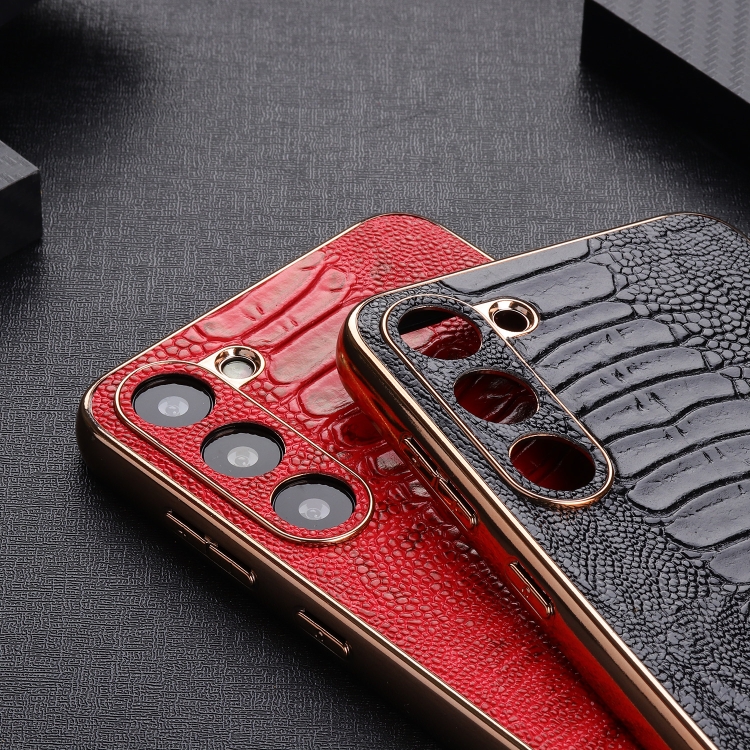 For Samsung Galaxy S23 5G Genuine Leather Weilai Series Nano Electroplating Phone Case(Green) For Samsung Galaxy S23 5G Genuine Leather Weilai Series Nano Electroplating Phone Case(Green)