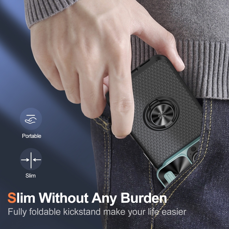 For iPhone 14 Sliding Camshield Armor Phone Case with Ring Holder(Grey Green Black) For iPhone 14 Sliding Camshield Armor Phone Case with Ring Holder(Grey Green Black)