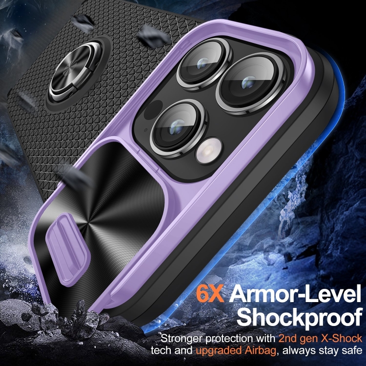 For iPhone 14 Pro Max Sliding Camshield Armor Phone Case with Ring Holder(Purple Black) For iPhone 14 Pro Max Sliding Camshield Armor Phone Case with Ring Holder(Purple Black)