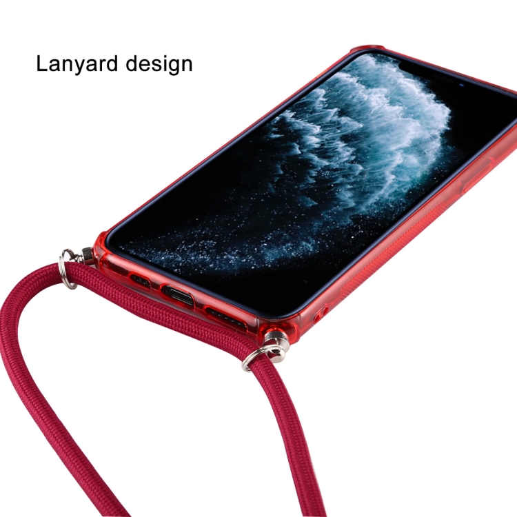 For iPhone 11 Pro Transparent TPU Protective Case with Lanyard & Card Slot(Pink) For iPhone 11 Pro Transparent TPU Protective Case with Lanyard & Card Slot(Pink)