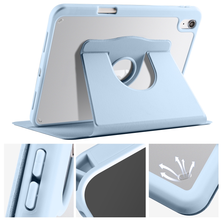 For iPad 10th Gen 10.9 2022 Acrylic 360 Degree Rotation Holder Tablet Leather Case(Ice Blue) For iPad 10th Gen 10.9 2022 Acrylic 360 Degree Rotation Holder Tablet Leather Case(Ice Blue)