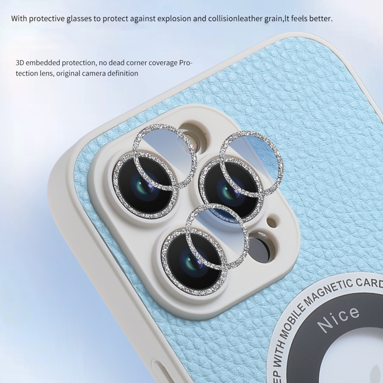 适用于 iPhone 14 Pro 闪粉镜头MagSafe磁吸手机壳（浅蓝色） - B4