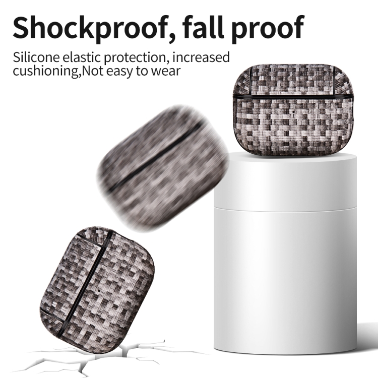 For AirPods Pro 2 PC Woven Leather Skin Earphone Case(Gray) For AirPods Pro 2 PC Woven Leather Skin Earphone Case(Gray)