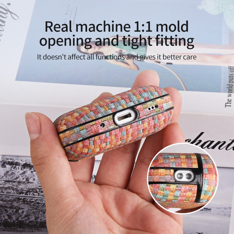 For AirPods Pro 2 PC Woven Leather Skin Earphone Case(Gray) For AirPods Pro 2 PC Woven Leather Skin Earphone Case(Gray)