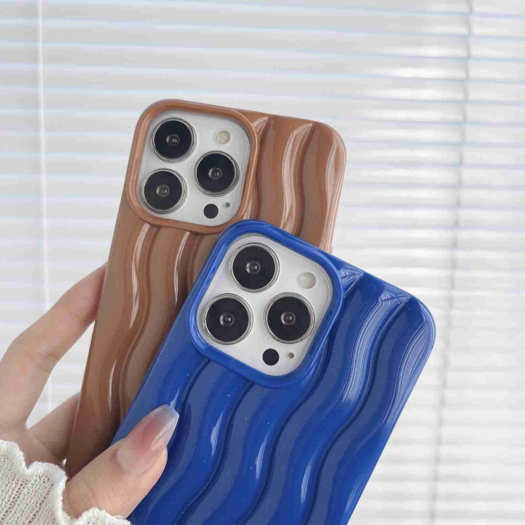 For iPhone 14 Pro Varnishing 3D Water Wave Texture Phone Case(Brown) For iPhone 14 Pro Varnishing 3D Water Wave Texture Phone Case(Brown)