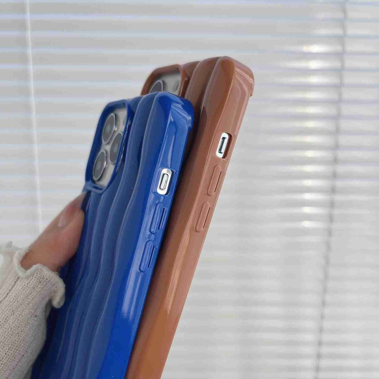 For iPhone 14 Pro Varnishing 3D Water Wave Texture Phone Case(Brown) For iPhone 14 Pro Varnishing 3D Water Wave Texture Phone Case(Brown)