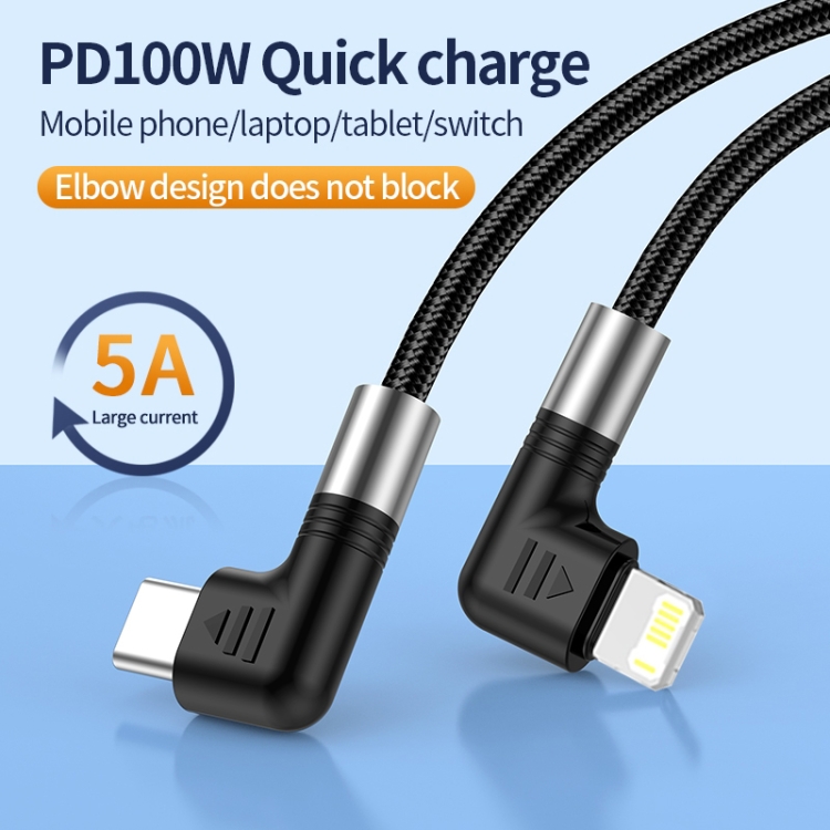 A9 30W USB-C/Type-C to 8 Pin Double Elbow Data Cable, Length:0.5m A9 30W USB-C/Type-C to 8 Pin Double Elbow Data Cable, Length:0.5m