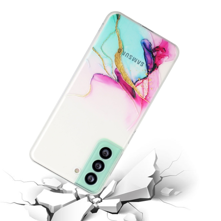 For Samsung Galaxy S23 FE 5G Hollow Marble Pattern TPU Precise Hole Phone Case(Green)