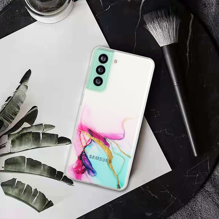 For Samsung Galaxy S23 FE 5G Hollow Marble Pattern TPU Precise Hole Phone Case(Green)