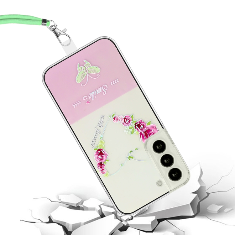 For Samsung Galaxy S23+ 5G Bronzing Butterfly Flower TPU Phone Case with Lanyard(Rose Heart) For Samsung Galaxy S23+ 5G Bronzing Butterfly Flower TPU Phone Case with Lanyard(Rose Heart)