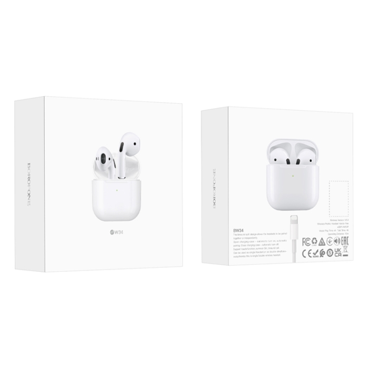 Borofone BW34 TWS True Wireless Bluetooth Earphone(White)