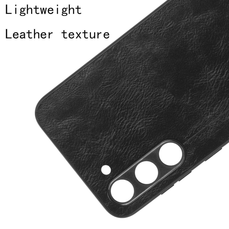For Samsung Galaxy S23+ 5G Sewing Cow Pattern Skin PC + PU + TPU Phone Case(Black) For Samsung Galaxy S23+ 5G Sewing Cow Pattern Skin PC + PU + TPU Phone Case(Black)