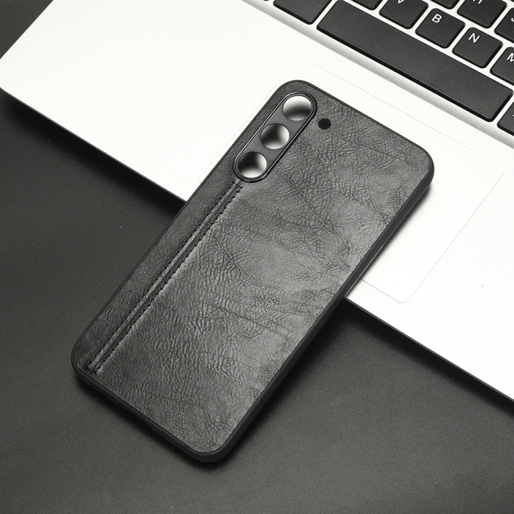 For Samsung Galaxy S23+ 5G Sewing Cow Pattern Skin PC + PU + TPU Phone Case(Black) For Samsung Galaxy S23+ 5G Sewing Cow Pattern Skin PC + PU + TPU Phone Case(Black)