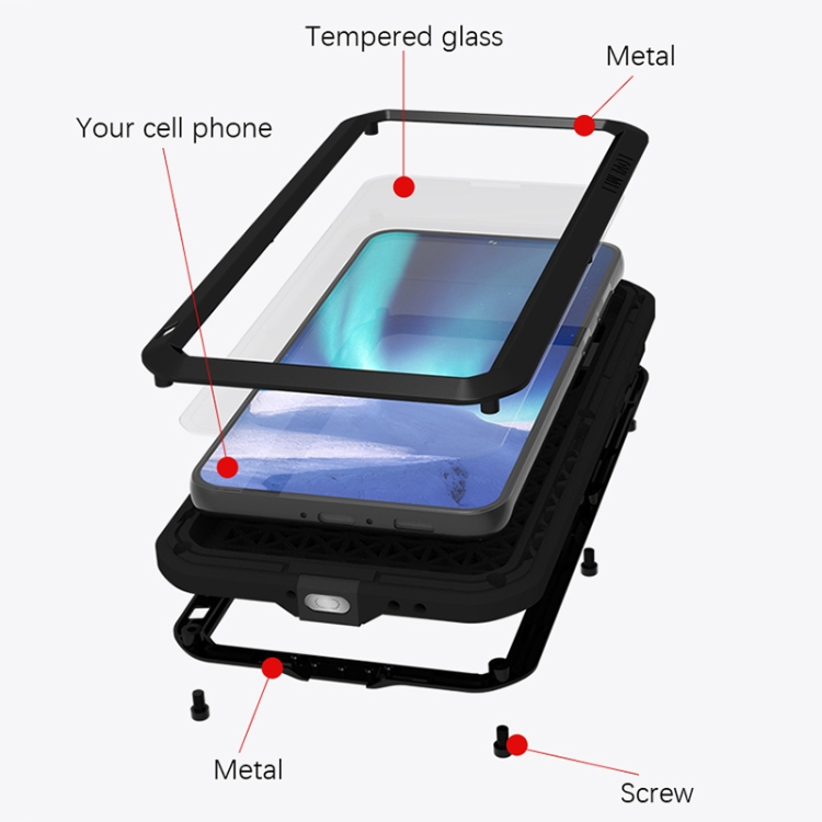 For Samsung Galaxy S23+ 5G LOVE MEI Metal Shockproof Life Waterproof Dustproof Phone Case(Black) For Samsung Galaxy S23+ 5G LOVE MEI Metal Shockproof Life Waterproof Dustproof Phone Case(Black)