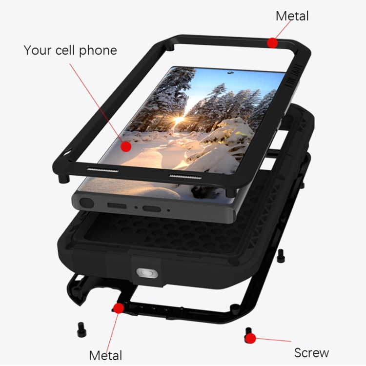 For Samsung Galaxy S23 Ultra 5G LOVE MEI Metal Shockproof Life Waterproof Dustproof Phone Case(Black) For Samsung Galaxy S23 Ultra 5G LOVE MEI Metal Shockproof Life Waterproof Dustproof Phone Case(Black)