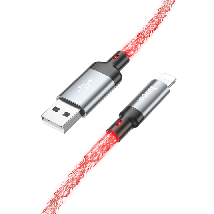 hoco U112 2.4A USB to 8 Pin Luminous Data Cable, Length: 1m(Grey) hoco U112 2.4A USB to 8 Pin Luminous Data Cable, Length: 1m(Grey)