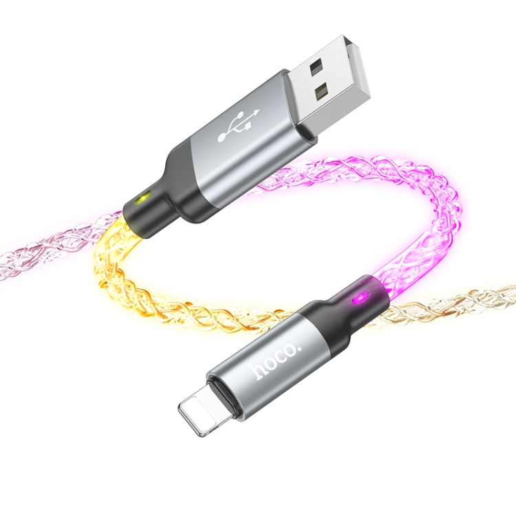 hoco U112 2.4A USB to 8 Pin Luminous Data Cable, Length: 1m(Grey) hoco U112 2.4A USB to 8 Pin Luminous Data Cable, Length: 1m(Grey)