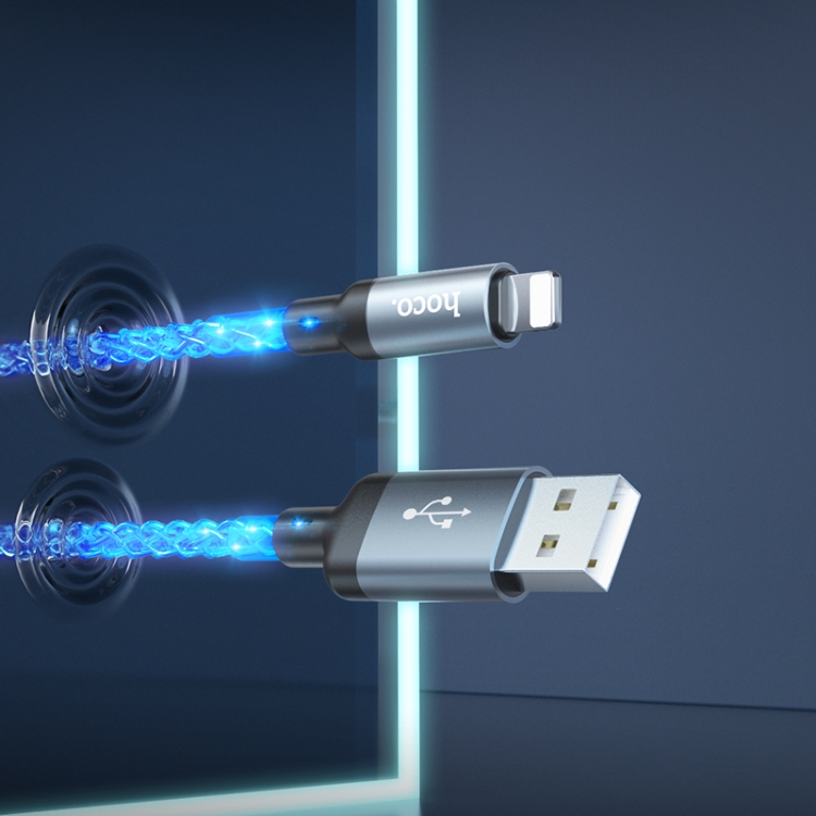 hoco U112 2.4A USB to 8 Pin Luminous Data Cable, Length: 1m(Grey) hoco U112 2.4A USB to 8 Pin Luminous Data Cable, Length: 1m(Grey)