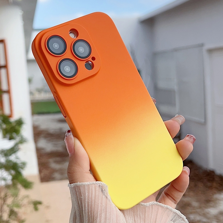For iPhone 12 Skin Feel Gradient Phone Case(Light Orange + Yellow) For iPhone 12 Skin Feel Gradient Phone Case(Light Orange + Yellow)