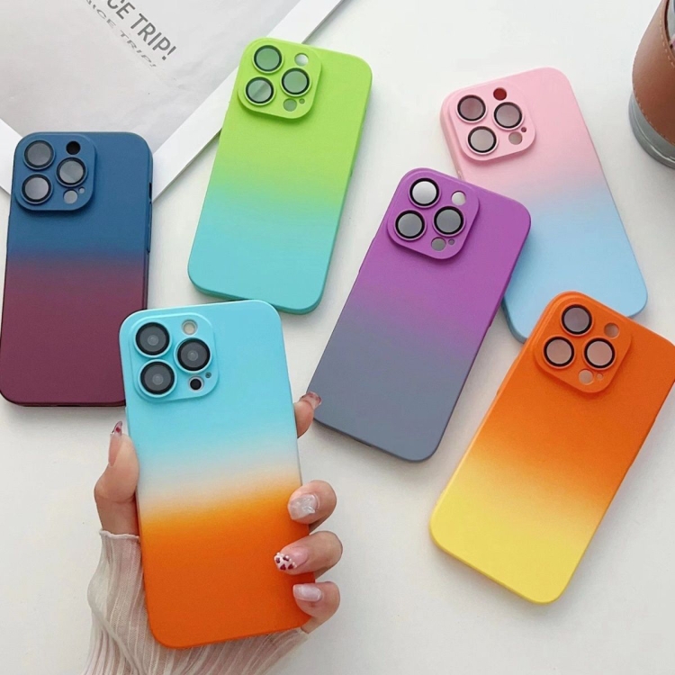 For iPhone 12 Skin Feel Gradient Phone Case(Light Orange + Yellow) For iPhone 12 Skin Feel Gradient Phone Case(Light Orange + Yellow)