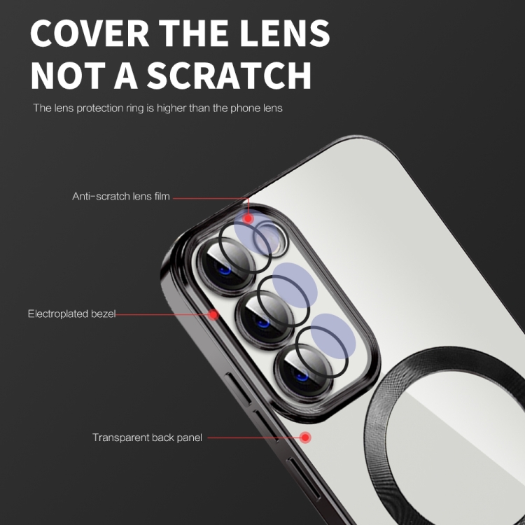 For Samsung Galaxy S23+ 5G CD Texture Plating TPU MagSafe Phone Case with Lens Film(Black)