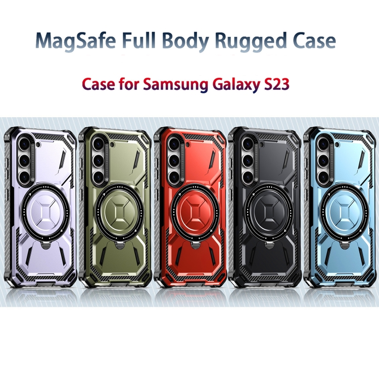 For Samsung Galaxy S23 5G Armor Series Holder Phone Case(Light Purple) For Samsung Galaxy S23 5G Armor Series Holder Phone Case(Light Purple)
