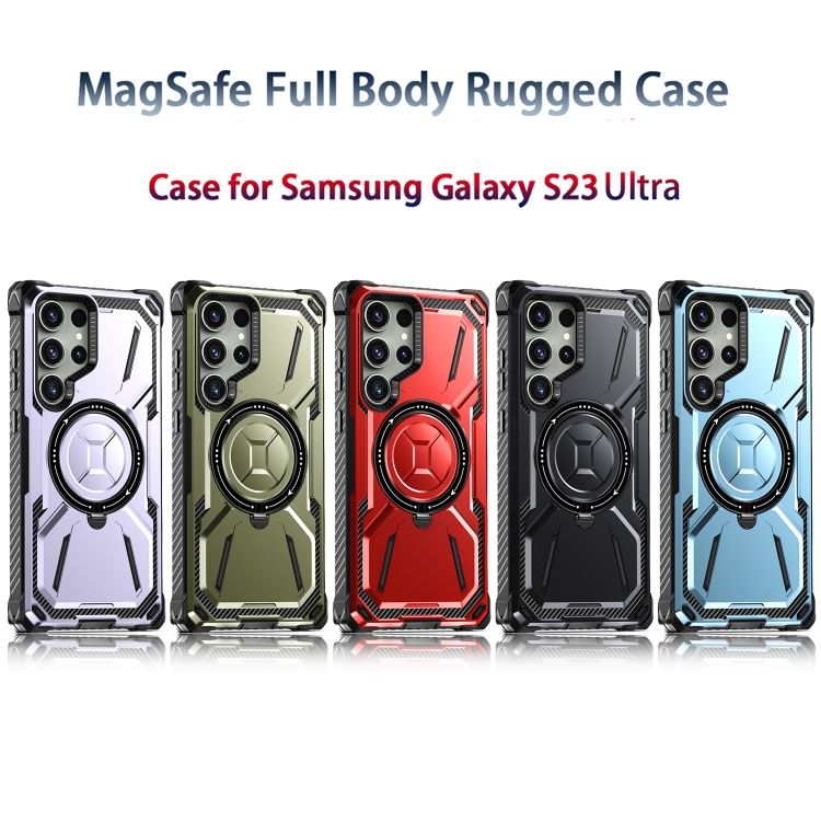 For Samsung Galaxy S23 Ultra 5G Armor Series Holder Phone Case(Light Purple)