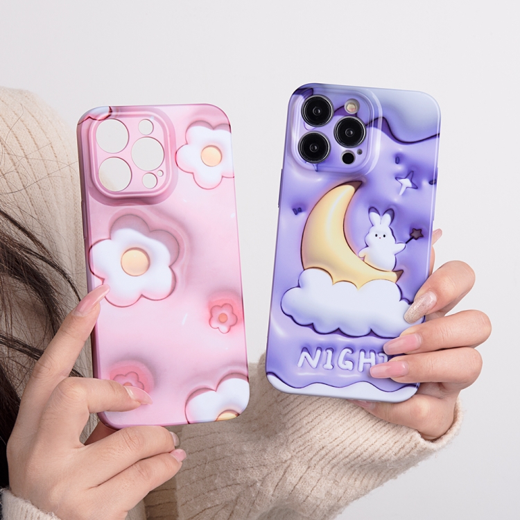 For iPhone 12 Stereo Vision Pattern PC Phone Case(Pink Blossom) For iPhone 12 Stereo Vision Pattern PC Phone Case(Pink Blossom)